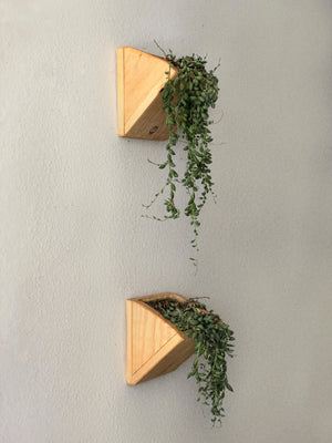 Handmade Cedar Wood Wall Planters (Set of Two)